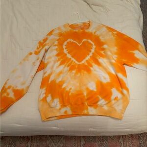 Orange Tie-Dye Heart Sweatshirt